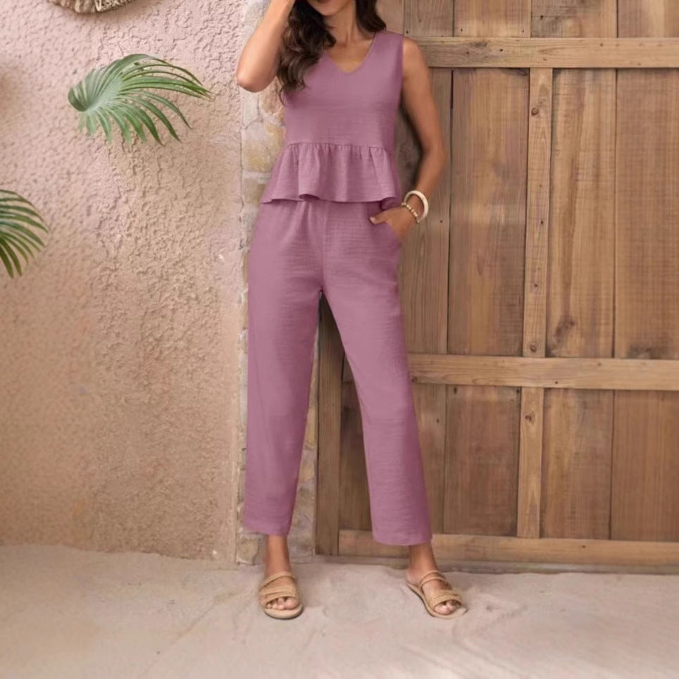 Damen Eleganter Jumpsuit mit modernen Raffungen und lässigem Schnitt R&B