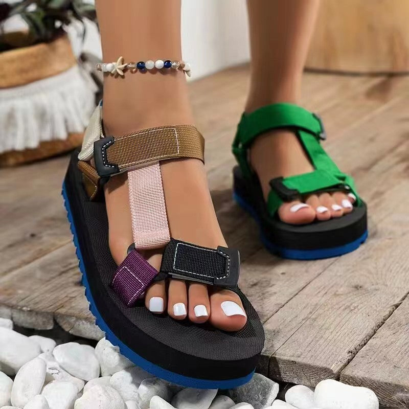 Damen modische strapazierfähige Sandalen mit verstellbaren Riemen und rutschfester Sohle R&B