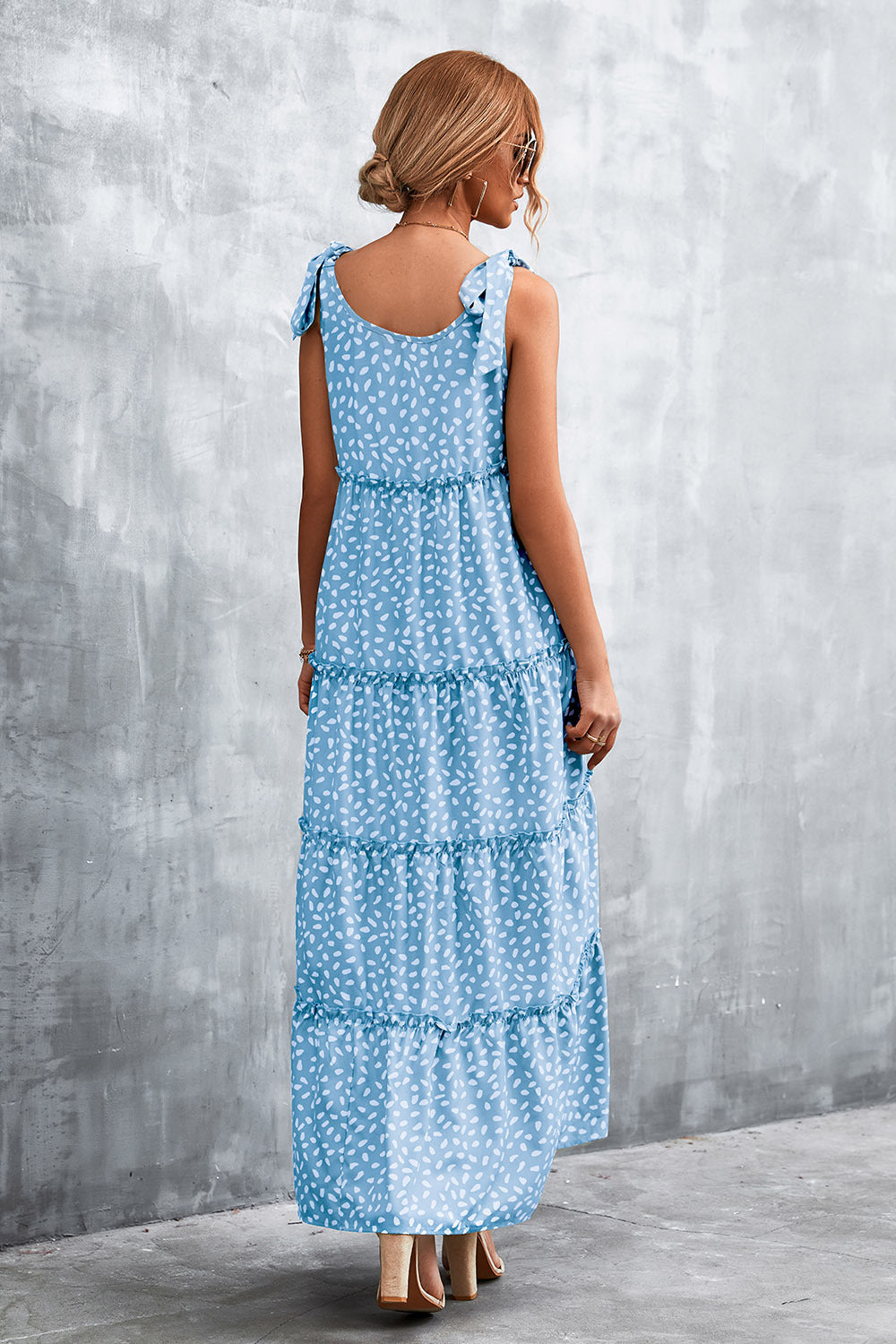 Damen Maxikleid mit verspieltem Volant und zartem Muster R&B