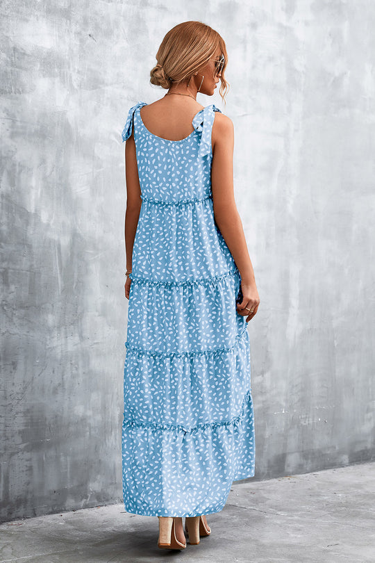 Damen Maxikleid mit verspieltem Volant und zartem Muster R&B