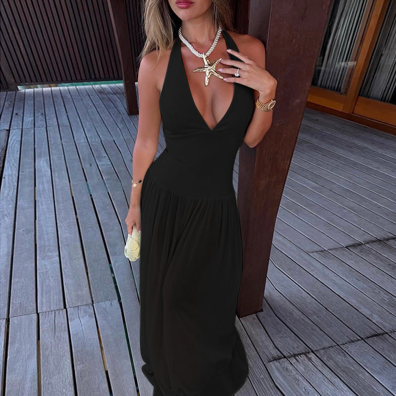 Damen Maxikleid mit tieferem V-Ausschnitt und zarten Transparenzelementen R&B