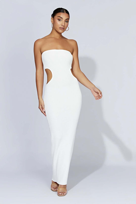 Damen figurbetontes Langarmkleid mit Cut-Outs R&B