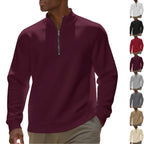 Herren nan Halbzip-Sweatshirt aus Baumwollmix mit Stehkragen, weichem Innenfutter und Rippbündchen R&B