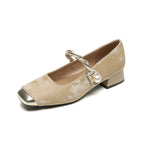 Damen elegante Ballerinas mit luxuriösem Perlenschmuck und modischem Riemendesign