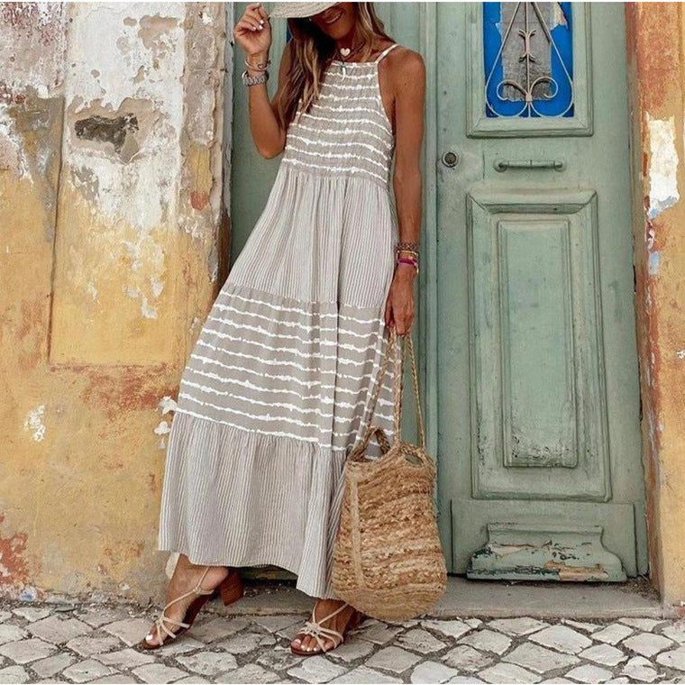 Damen Langes Sommerkleid mit eleganten Streifen von R&B
