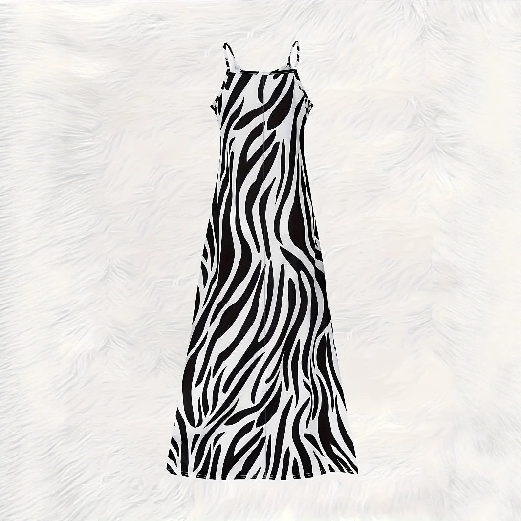 Damen Maxikleid im modernen ZR&Bra-Design mit schmalen Trägern und fließender Silhouette R&B