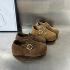 Damen Komfortable Wildleder-Clogs mit dekorativem Schnallenverschluss R&B