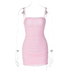 Damen Mini-Kleid mit Raffung und trägerlosen Design R&B