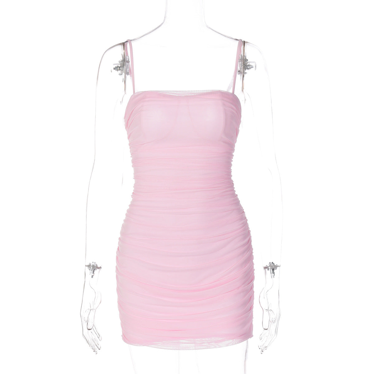 Damen Mini-Kleid mit Raffung und trägerlosen Design R&B
