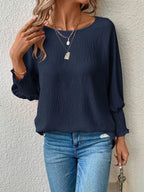 Damen Oversized Bluse mit lässigem Schnitt und elastischen Ärmeln R&B