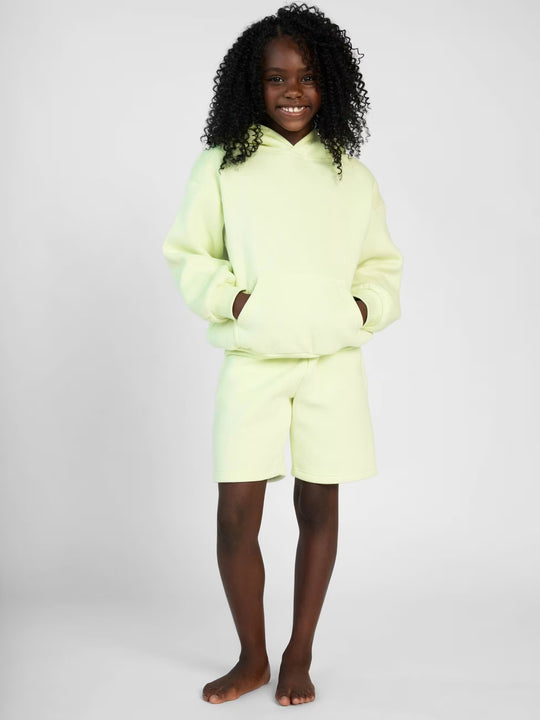 Damen Kapuzensweatshirt und Shorts-Set aus weichem Fleece mit praktischen Taschen R&B