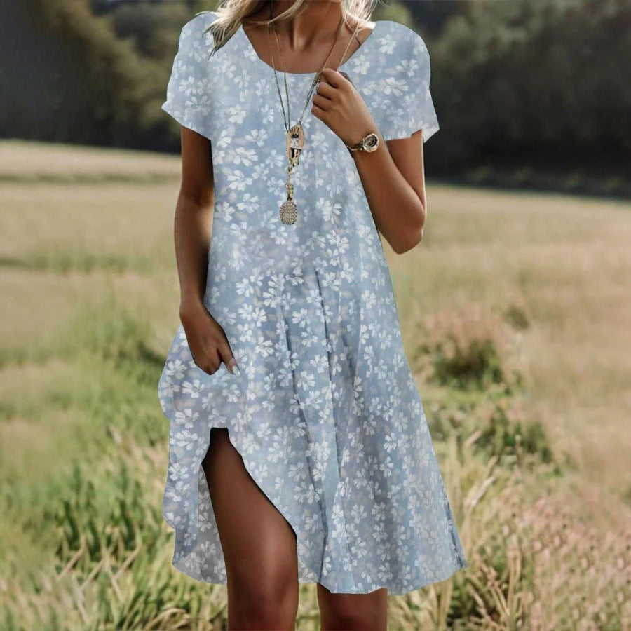 Damen Freizeitkleid mit asymmetrischem Saum und Taschen R&B
