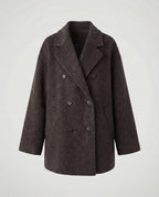 Damen weit geschnittener doppeltreihiger Wollmix Mantel mit überschnittener Schulterpartie R&B
