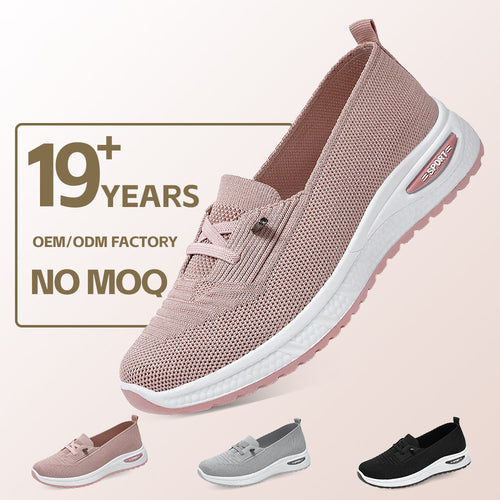 Damen Sportliche Slip-On Sneakers mit atmungsaktiver Strickoberfläche R&B