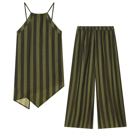 Damen elegante, weite Hose im modernen Streifenlook R&B