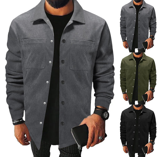 Herren Freizeit-Jacke aus strukturiertem Samt mit praktischen Brusttaschen R&B