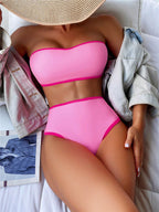 Damen Bandeau-Bikini mit hohem Bund und eleganten Akzenten R&B