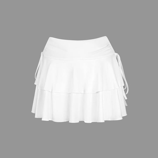 Damen Sportlicher Tennisrock mit Rüschendetails und seitlichen Kordeln R&B