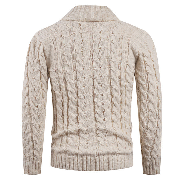 Herren Strickjacke mit Zopfmuster und schickem Schalkragen R&B