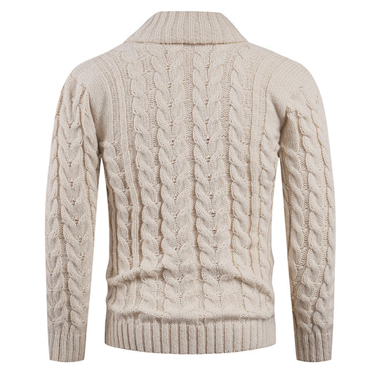 Herren Strickjacke mit Zopfmuster und schickem Schalkragen R&B