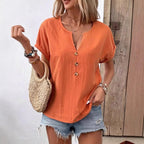 Damen Kurzarm Bluse mit Knopfleiste und lässigem Schnitt R&B