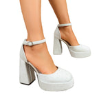 Damen elegante Plateau-Pumps mit modischer Schnalle R&B