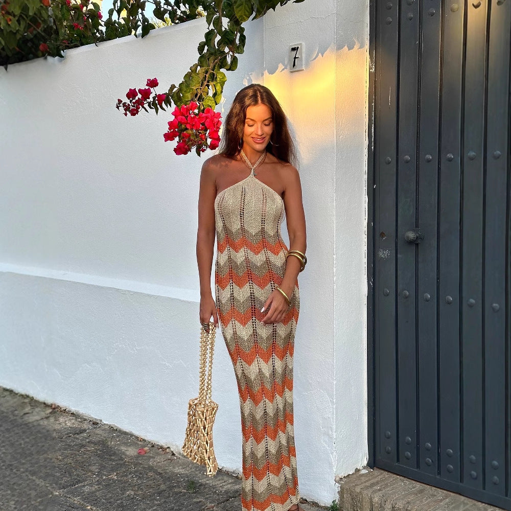 Damen Maxikleid mit raffiniertem Zick-Zack-Muster R&B