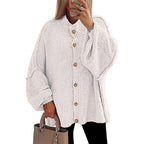 Damen oversized Strickjacke mit Knopfverschluss R&B