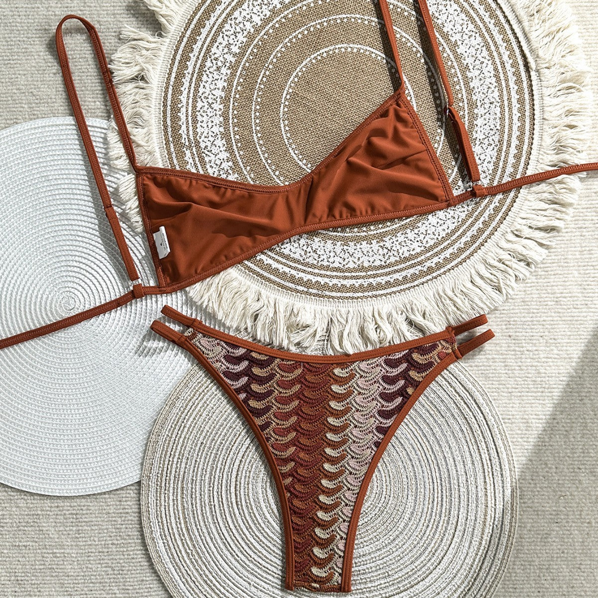 Damen Zweiteiliges Bikiniset mit geometrischem Zigzag-Muster R&B