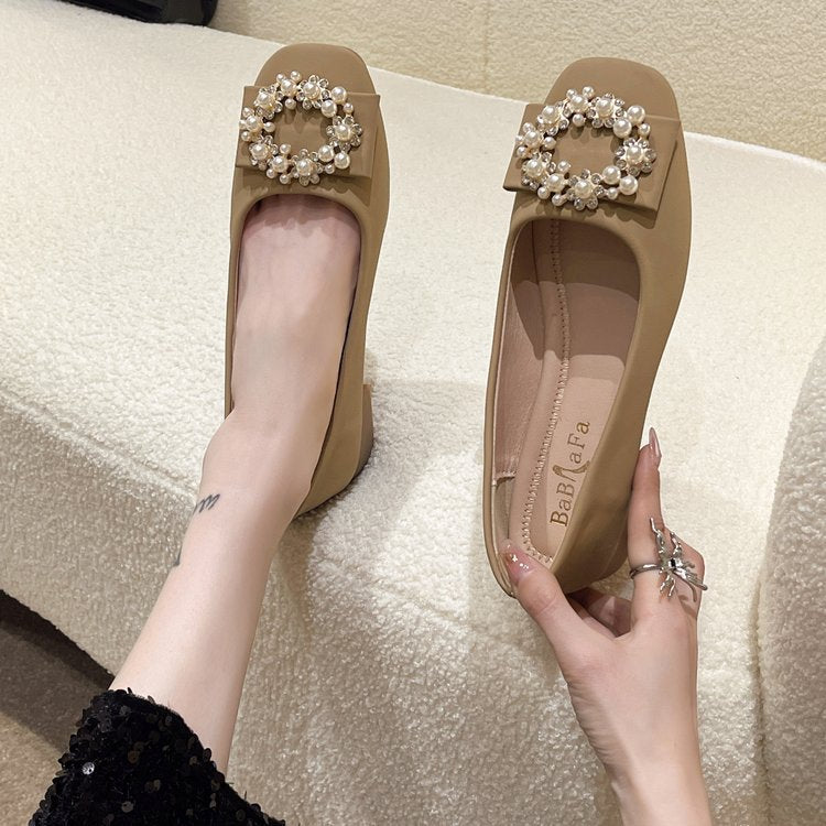 Damen Schicke Ballerinas mit Perlenschmuck R&B