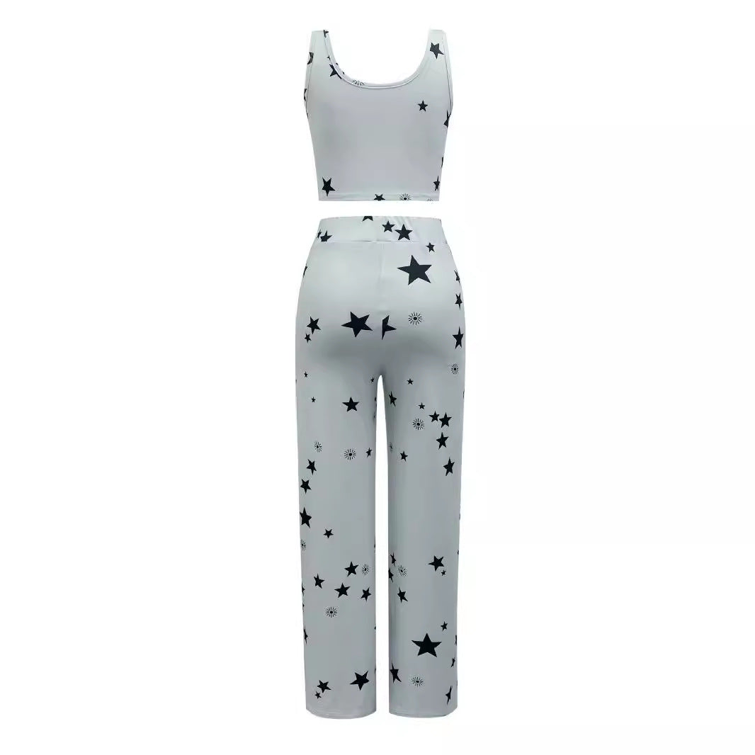 Damen Zweiteiliges Star-Muster Freizeit-Set R&B