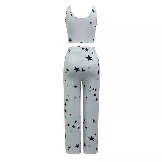 Damen Zweiteiliges Star-Muster Freizeit-Set R&B