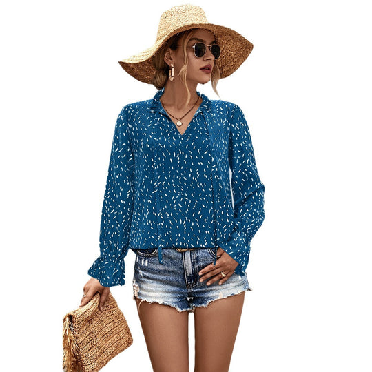 Damen Bluse mit elegantem Musterdruck und femininer Raffung R&B