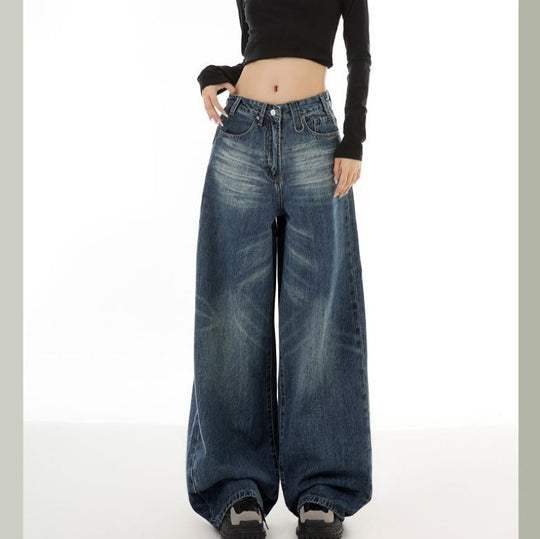 Damen Weite Denim-Hose mit lässigem Schnitt und einzigartigen Waschungen R&B