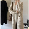 Damen Langer Strickcardigan mit voluminösen Ärmeln und praktischen Taschen