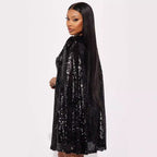 Damen Festliches Paillettenkleid mit capa-ähnlichem Design und elegantem Schnitt R&B