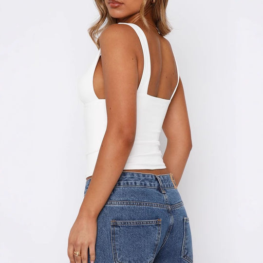 Damen Figurschmeichelndes Top mit tiefem V-Ausschnitt R&B