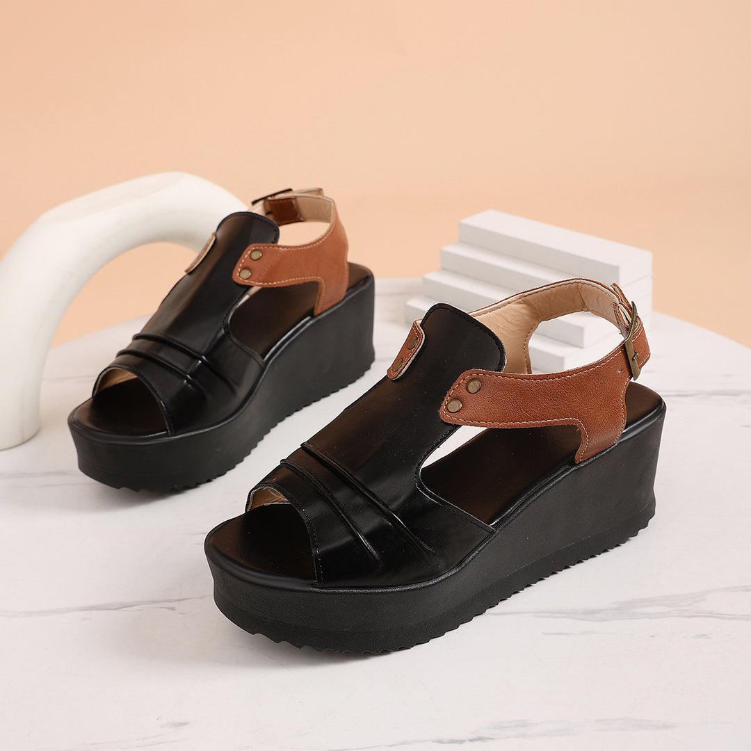 Damen Wedge-Sandalen mit öffnenden Riemen und komfortablem Fußbett R&B