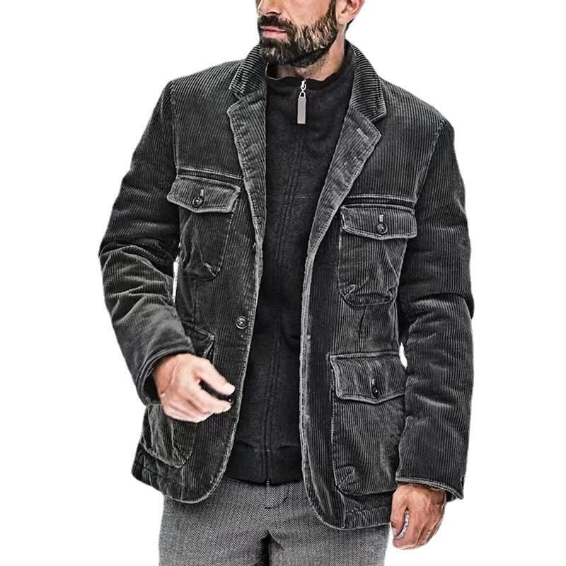 Herren leichte Cordjacke mit praktischen Taschen und modernem Design R&B