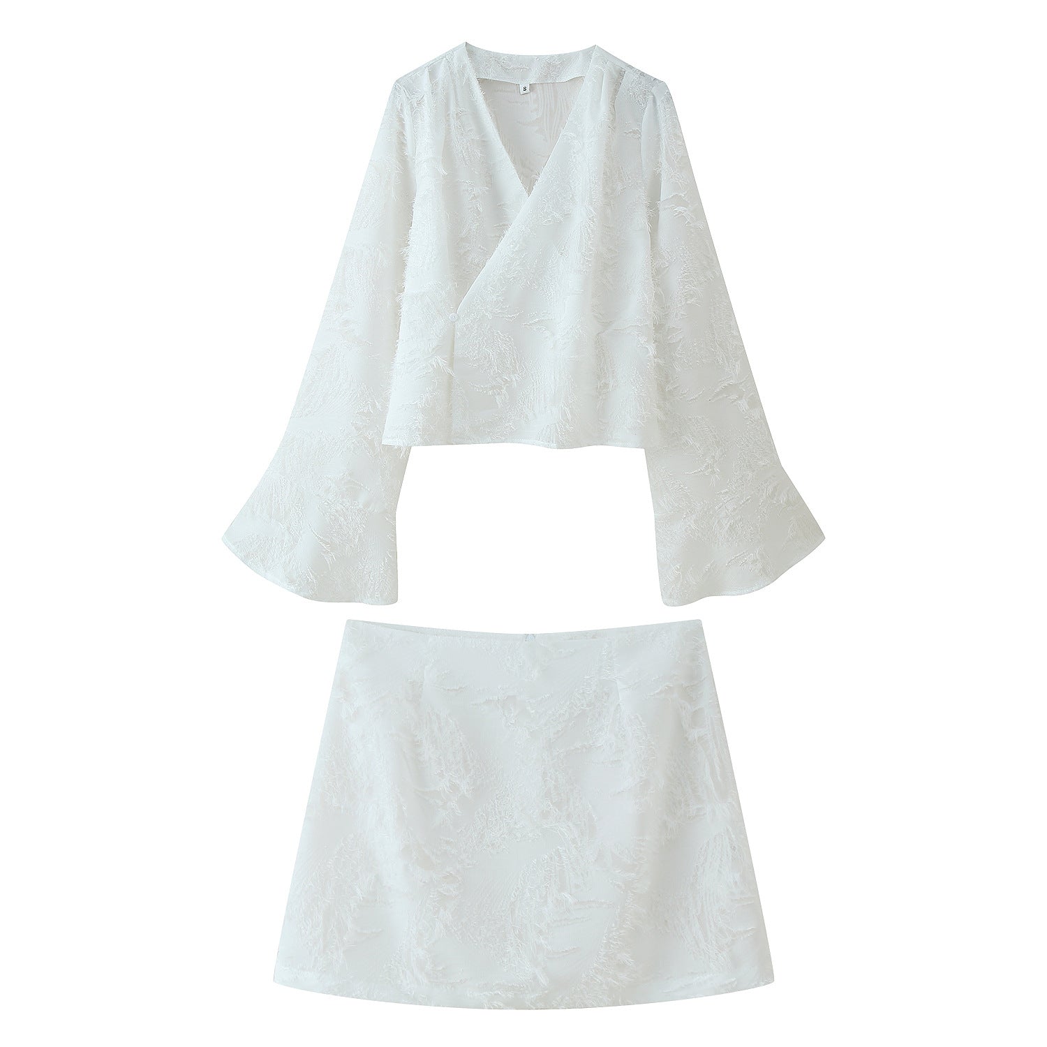 Damen elegantes Kurzkleid mit gefranstem Design und V-Ausschnitt R&B