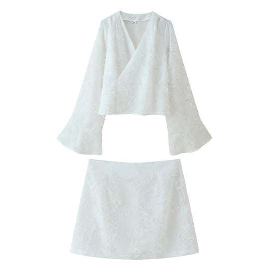 Damen elegantes Kurzkleid mit gefranstem Design und V-Ausschnitt R&B