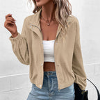 Damen Sweatjacke mit Stehkragen und strukturierter Oberfläche R&B