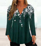 Damen Elegante Bluse mit floralem Design und V-Ausschnitt R&B
