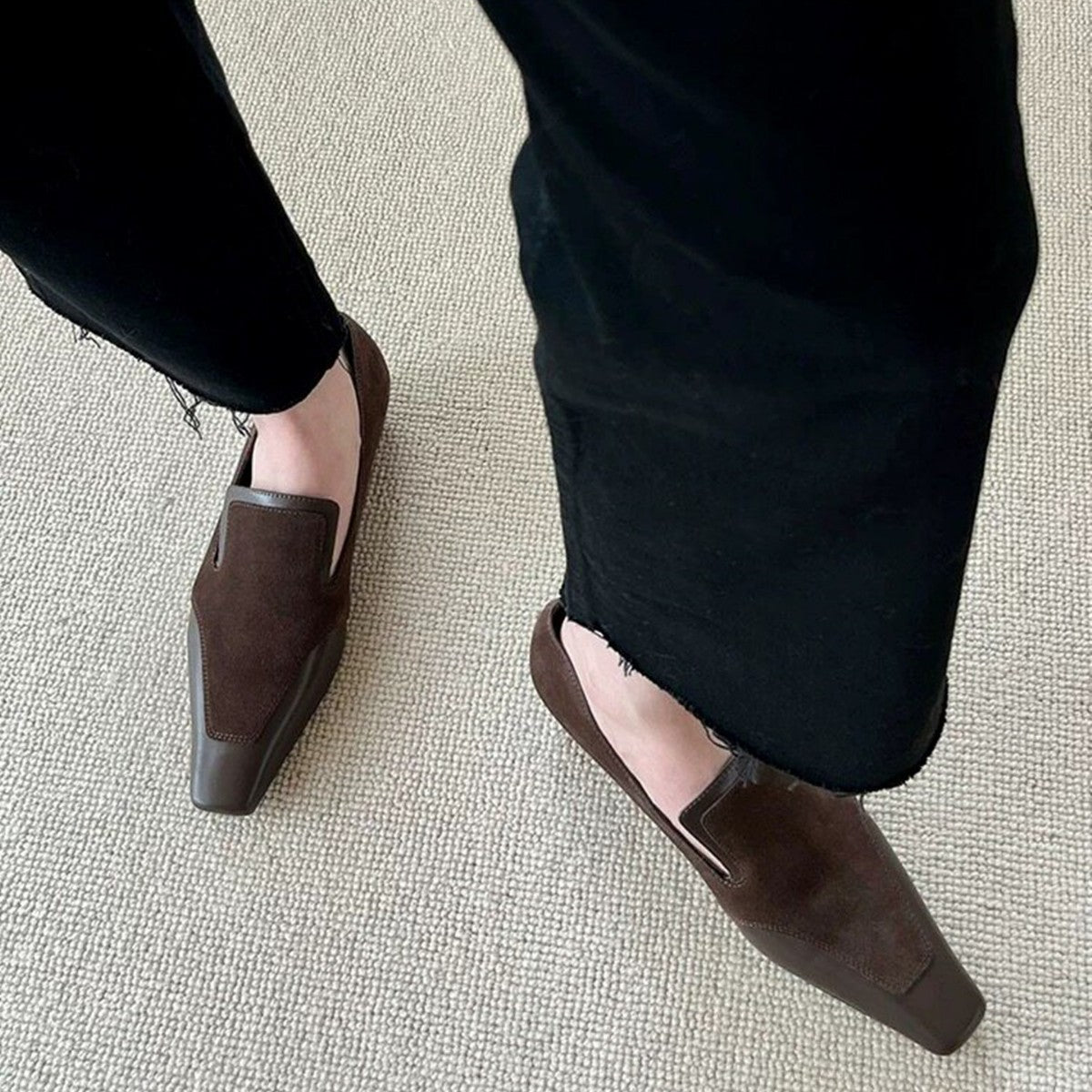 Damen Modische Loafer aus hochwertigem Leder mit elastischem Einschlupf R&B