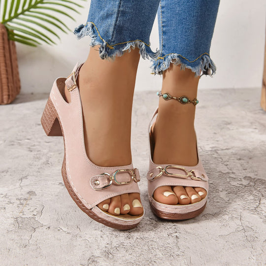 Damen Slingback-Pantoletten mit modischem Schnallen-Detail R&B