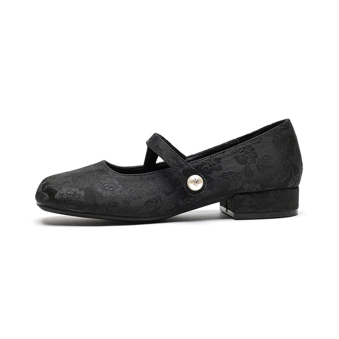 Damen elegante Ballerinas mit verstellbarem Riemchen und Blütenmuster R&B