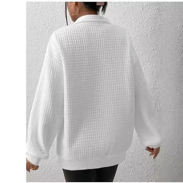Damen Pullover mit strukturiertem Design und kurzem Reißverschluss
