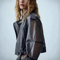 Damen trendige Vinyljacke mit asymmetrischem Schnitt und modernen Details R&B