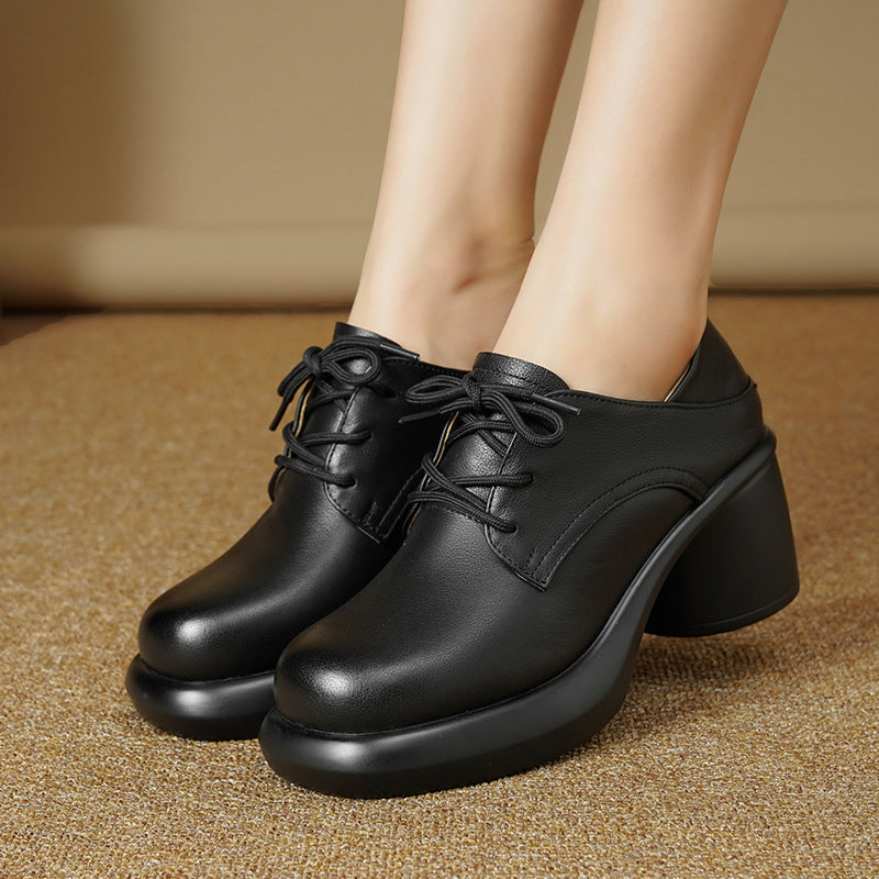 Damen Retro Schnürschuhe mit bequemer Plateausohle R&B