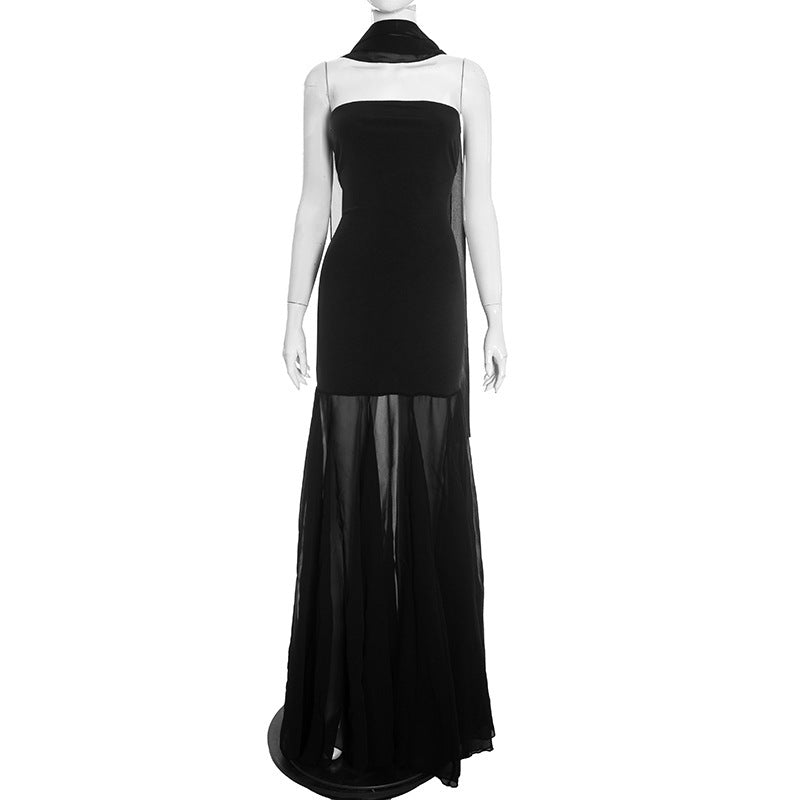 Damen Elegantes Abendkleid mit transparenten Drapierungen R&B